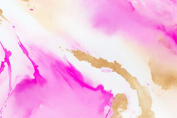 Fototapeta premium Background pink, abstract background, liquid marble watercolor background with golden lines, stains, splashes of paints 