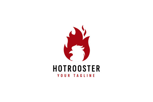 Hot rooster logo vector icon illustration