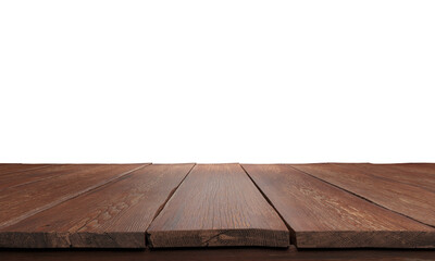 Wood table on transparent background. 3D Rendering.