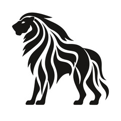 Fototapeta premium Black silhouette of a lion, vector, isolated, logo, symbol, icon, generative ai