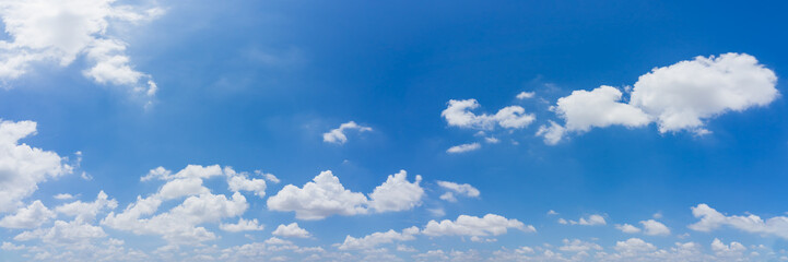 Beautiful panorama of blue sky and clouds nature background.