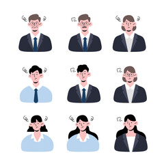 Business person, angry face icon illustration vector collection