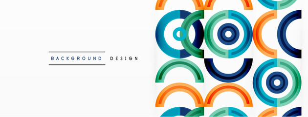 Fototapeta premium Circles are arranged in a grid pattern abstract background and feature a range of different colors, including shades of various colors. Template for wallpaper, banner, presentation, background