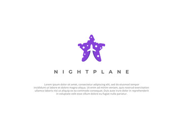 logo plane travel star night sky