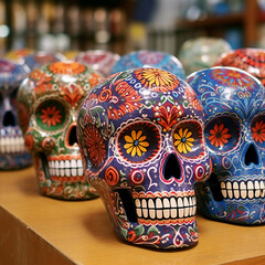Fototapeta premium Calavera tradicional Mexicana Dia de muertos. ia generada.