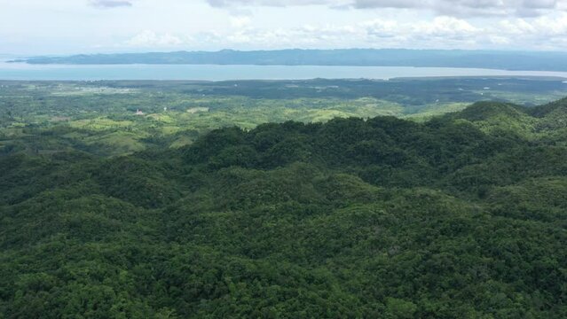 Jungle covered terrain with ocean in distant, Samar Island Philippines