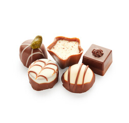 Chocolate candy isolated on white background. Confection