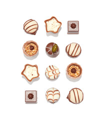 Chocolate candy isolated on white background. Confection