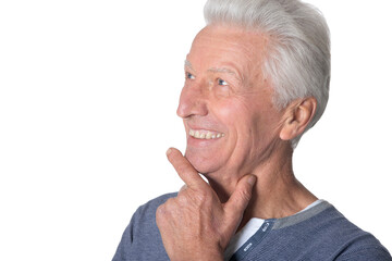  smiling senior man isolated on white background