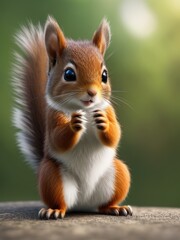 Cute adorable little squirrel cub, Generative AI