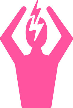 recommend clip art: Headache and depression icon. Red Angry Man Silhouette pink symbol isolated on white background. Anger management and aggression icon with man