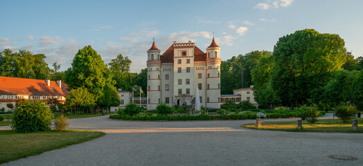 Fototapeta na wymiar historic palace built in the village of Wojanow in the Lower Silesian Voivodeship.