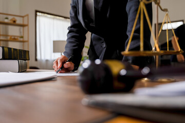 Attoney or lawyer viewing documents.