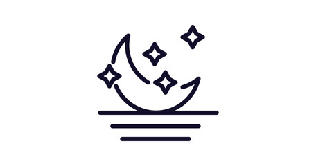 moonrise icon. Thin line moonrise icon from weather collection. Outline vector isolated on white background. Editable moonrise symbol can be used web and mobile