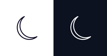 Fototapeta na wymiar new moon icon. Thin line new moon icon from weather collection. Outline vector isolated on dark blue and white background. Editable new moon symbol can be used web and mobile