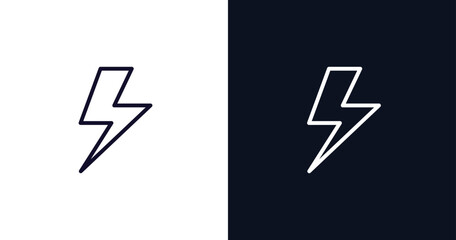 light bolt icon. Thin line light bolt icon from weather collection. Outline vector isolated on dark blue and white background. Editable light bolt symbol can be used web and mobile