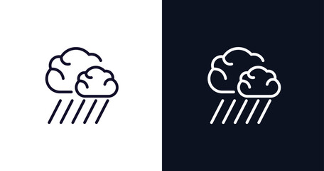downpour icon. Thin line downpour icon from weather collection. Outline vector isolated on dark blue and white background. Editable downpour symbol can be used web and mobile