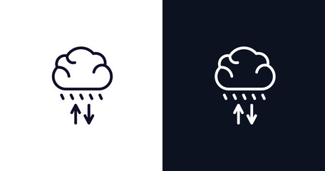 convergence icon. Thin line convergence icon from weather collection. Outline vector isolated on dark blue and white background. Editable convergence symbol can be used web and mobile
