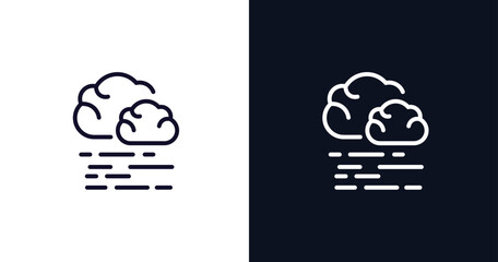 mist icon. Thin line mist icon from weather collection. Outline vector isolated on dark blue and white background. Editable mist symbol can be used web and mobile