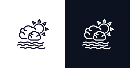 calm icon. Thin line calm icon from weather collection. Outline vector isolated on dark blue and white background. Editable calm symbol can be used web and mobile