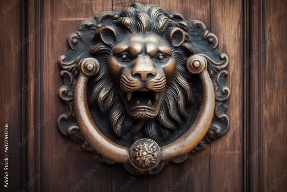 Poster decorated handle knocker gate. generate ai