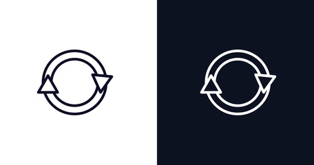 updating arrow icon. Thin line updating arrow icon from user interface collection. Outline vector isolated on dark blue and white background. Editable updating arrow symbol can be used web and mobile