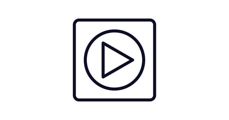 movie play button icon. Thin line movie play button icon from user interface collection. Outline vector isolated on white background. Editable movie play button symbol can be used web and mobile