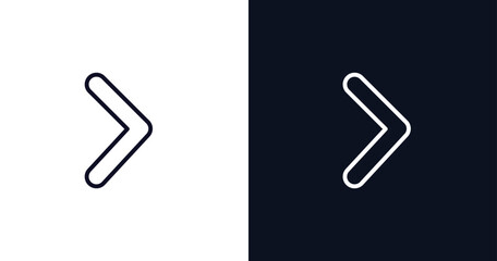 Fototapeta premium right up arrow icon. Thin line right up arrow icon from user interface collection. Outline vector isolated on dark blue and white background. Editable right up arrow symbol can be used web and mobile