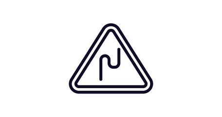 curves sign icon. Thin line curves sign icon from traffic signs collection. Outline vector isolated on white background. Editable curves sign symbol can be used web and mobile