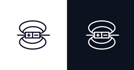 magnetic field icon. Thin line magnetic field icon from traffic signs collection. Outline vector isolated on dark blue and white background. Editable magnetic field symbol can be used web and mobile