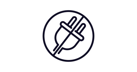 no plug icon. Thin line no plug icon from traffic signs collection. Outline vector isolated on white background. Editable no plug symbol can be used web and mobile