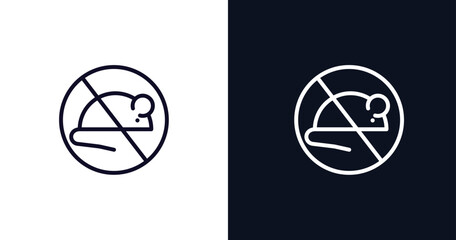 no rodents icon. Thin line no rodents icon from traffic signs collection. Outline vector isolated on dark blue and white background. Editable no rodents symbol can be used web and mobile