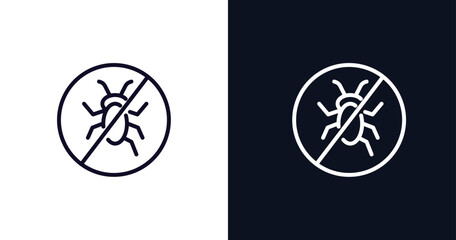 no insects icon. Thin line no insects icon from traffic signs collection. Outline vector isolated on dark blue and white background. Editable no insects symbol can be used web and mobile © Abstract