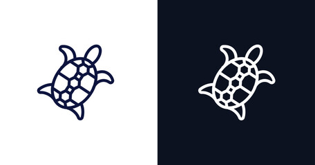 sea turtle icon. Thin line sea turtle icon from summer collection. Outline vector isolated on dark blue and white background. Editable sea turtle symbol can be used web and mobile