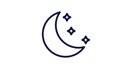moon icon. Thin line moon icon from summer collection. Outline vector isolated on white background. Editable moon symbol can be used web and mobile