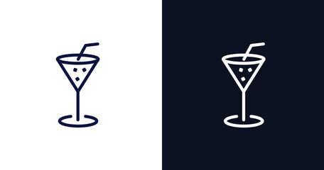 refreshing cold drink icon. Thin line refreshing cold drink icon from summer collection. Outline vector isolated on dark blue and white background. Editable refreshing cold drink symbol