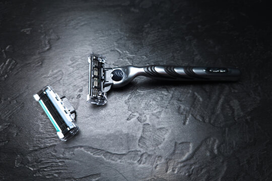 KYIV, UKRAINE - June 20, 2023 : .A package of a Gillette Mach 3 shaving razor on black background.
