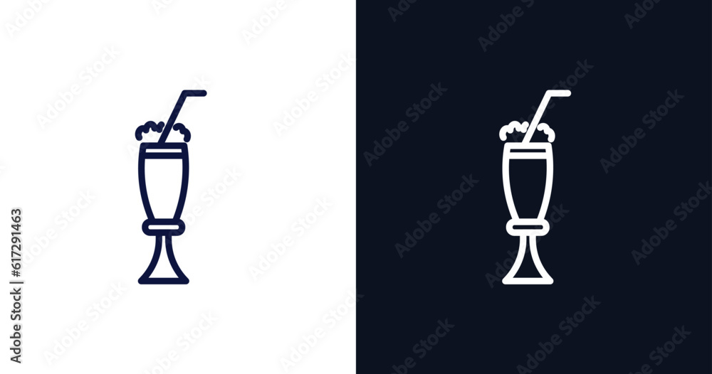 Wall mural milkshake icon. thin line milkshake icon from summer collection. outline vector isolated on dark blu