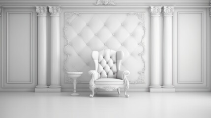 Fototapeta na wymiar White armchair in classic interior. AI generative image.