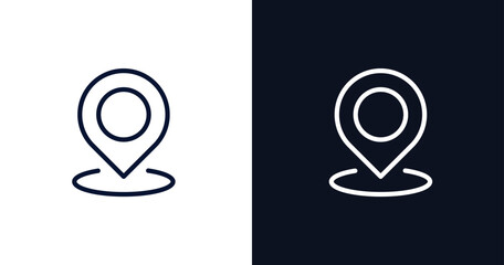 positioning icon. Thin line positioning icon from strategy collection. Outline vector isolated on dark blue and white background. Editable positioning symbol can be used web and mobile