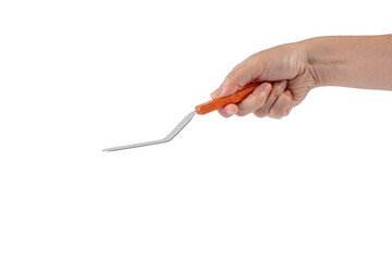 Pastry spatula in hand on transparent background isolation