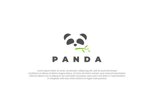 logo panda eating bamboo silhouette