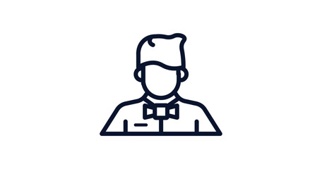 waiter working icon. Thin line waiter working icon from people collection. Outline vector isolated on white background. Editable waiter working symbol can be used web and mobile