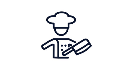 butcher with knife icon. Thin line butcher with knife icon from people collection. Outline vector isolated on white background. Editable butcher with knife symbol can be used web and mobile