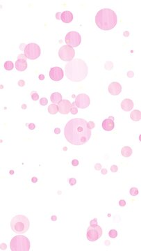 水彩タッチ　ふわふわピンクの水玉　背景白（縦型）