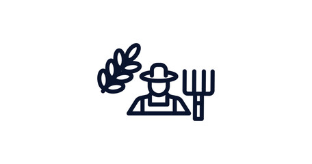 farmer working icon. Thin line farmer working icon from people collection. Outline vector isolated on white background. Editable farmer working symbol can be used web and mobile