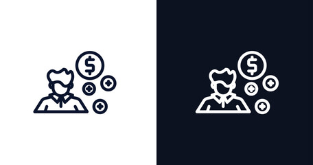 book keeper icon. Thin line book keeper icon from people collection. Outline vector isolated on dark blue and white background. Editable book keeper symbol can be used web and mobile