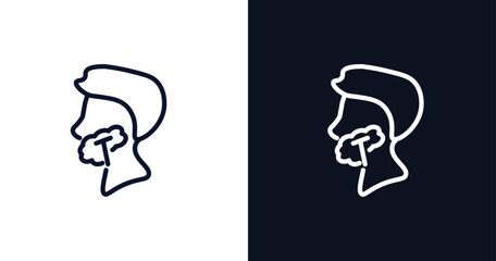 man shaving icon. Thin line man shaving icon from people collection. Outline vector isolated on dark blue and white background. Editable man shaving symbol can be used web and mobile