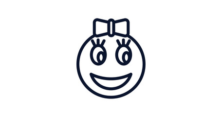 Obraz premium girl smile icon. Thin line girl smile icon from people collection. Outline vector isolated on white background. Editable girl smile symbol can be used web and mobile