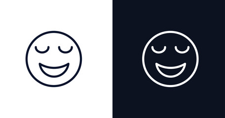 relieved smile icon. Thin line relieved smile icon from people collection. Outline vector isolated on dark blue and white background. Editable relieved smile symbol can be used web and mobile